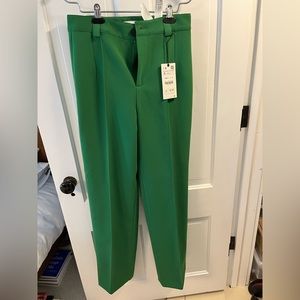 Straight leg green dress pants